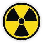 Nuclear Radiation Symbol Hard Hat Helmet Sticker Vinyl Decal by stickerdad (4 Pack) Full Color Printed - (Size: 2" Color: Yellow/Black) - for Windows, Walls, Bumpers, Laptop, Lockers, etc.