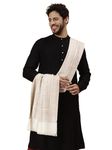 tweedle Men’s Off White Ambi Design Acrylic Shawl/Stole with Zari Work (40 x 80 Inches)