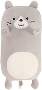 SQUISHY DOT Plush Cat, Kawaii Stuffed Animal, Cute Plushie, Cat Gifts, Animal Plush Toy, Kids’ Plush Pillow, Cuddly Toys for Kids, Soft Toys for Anxiety, Giant Cat Teddy, 17 Inches (Grey)