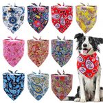 JpGdn 10pcs Pack Large Dog Bandanas Paisley Pattern Triangle Scarf for Large Medium Dogs Cats Rabbits Soft Bibs Washable Pet Neckerchief Dog Grooming Accessories Costume