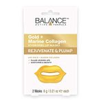 Balance Active Formula Gold + Marine Collagen Hydrogel Lip Masks (Includes 2 Masks) - Fuller looking lips. Moisturise & Smooth. Cruelty Free.
