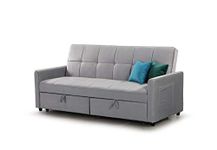 Honeypot Sofa Bed - Elegance 3 Seater Sofabed - Grey Velvet Upholstered Pull Out Double Sofa Bed for Living Room | Set Up Included | Made in EU | Built to Last (Grey)