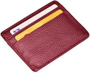 EASTNIGHTS Credit Card Holder Slim Wallet Leather Minimalist Wallet with ID Window (wine red)