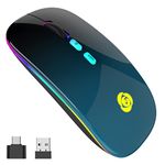 CC Store Wireless Mouse with Type-C Receiver Rechargeable 2.4G USB Bluetooth Mouse Portable Mobile Optical Office Backlight Mouse, 3 Ddjustable DPI for iPad,Notebook,PC,Laptop,Computer and Windows