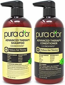 PURA D'OR Advanced Therapy Biotin Shampoo & Conditioner Hair Care Set For Hair Thinning, CLINICALLY TESTED Effective Results, DHT Blocker Hair Thickening Products For Women & Men, 16oz x2