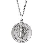 925 Sterling Silver St. Raphael Religious Medal Pendant Necklace 18mm Jewelry for Women