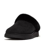 Fitflop Women's Gen-FF Shearling-Collar Suede Slippers, Black, 7 UK