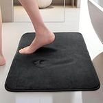 MI CASA Memory Foam Bath Mat 40 x 60 cm, Soft and Comfortable, Super Water Absorption, Non-Slip, Thick, Machine Wash, Easier to Dry for Bathroom Floor Rug, Black