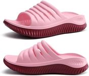 KuaiLu Womens Recovery Sandals Comfortable Plantar Fasciitis Arch Support Ladies Orthopedic Running Sport Slides Open Toe Slip On Thick Athletic Cushion Slippers Summer Beach Sandles PinkWine 6