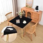 Amonsa Black Fitted Elastic Tablecloth for 34x34 inch Square Folding Tables Washable Stretchy Spandex Card Table Covers Cloth Fabric Table Cloths Not Vinyl