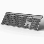 GAMCATZ Wireless Keyboard,JOYACCESS 2.4G Portable Slim Silent Rechargeable Wireless Keyboard (Internal 500mAh Batteries) with Numeric Keypad, QWERTY UK Layout, for PC/Laptop/Smart TV/Gaming - Black…