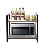 Urban Decor Microwave Stand, Microwave Oven Rack, Countertop Kitchen Storage Rack Salt Shaker Seasoning Metal and Wooden