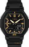 TIMEX Resin Ufc Strength Collection Men Quartz Analog/Digital Black Dial Coloured Quartz Watch, Octogonal Dial With 45 Mm Case Width - Tw2V55300X6, Bandcolor-Black