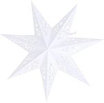 45cm Paper Star Lamp Shade, White Hollow Out 7- Point Glitter Paper Lantern Star Decoration Christmas Star Lights Hanging Stars Ornament for Weddings Christmas Home Decor (A)