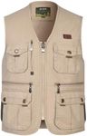 SUSHIMIAN Mens Outwear Gilet Outdoor Fishing Vest Body Warmer Multi Pocketed Waistcoat Summer Hunting Hiking Vest Cotton Sleeveless Jacket, Beige, 4XL