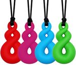 Chew Necklaces for Sensory Kids, 4 Pack Sensory Chew Necklaces for Boys and Girls with Autism, ADHD, SPD, or Special Needs, Silicone Chewy Fidget Necklace Stim Toy for Adults Teens