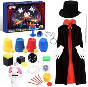 Skirfy Magic Tricks-Magic Kit for Kids Age 6-8,Magic Set with Magician Costume,Magic Wand, for Kids Boys Girls Ages 6 7 8 9 10 11 12