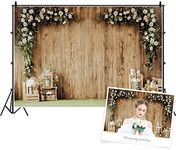 Wedding Spring Floral Backdrop for Photography White Flowers Rustic Wood Photo Background Bridal Shower Birthday Party Anniversary Supplies Adults Children Portrait Photo Booth 10x8ft Vinyl