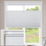 UrMoon Cellular Pleated Blinds for Window, No Tool No Drill Shades Top-down Bottom-up Blind Blackout Cordless Honeycomb Shade for Home Office (Blackout - White, 113cm W x 163cm H)