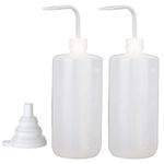 Hyber&Cara 2 Pcs Safety Wash Bottle 500ml Plastic Squeeze Bottle for Lab, Plant Watering, Tattoo Wash, Bonus A Silicone Funnel