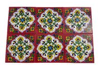 Shiv Kripa Blue Pottery Home Decorative Ceramic Wall Hanging Tile Design Flooring Tiles Floral Kitchen Washroom Mosaic Furniture Tile Handmade Backsplash 6 X 6 Inches (Multi Pack of 10 Tile)