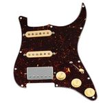 Musiclily Pro Pre-wired Standard HSS Pickguard with Artec Pickups Alnico 5 Magnet for ST Style Electric Guitar, 4Ply Tortoise Shell