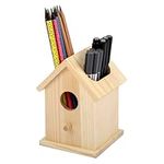 BELLE VOUS Wooden Pen & Pencil Holder for Desk - Birdhouse Desk Tidy Organiser for Home, School or Office Supplies - Storage Pot for Cosmetics/Makeup