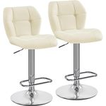 Yaheetech Barstools, PU Leather Bar Stools Set of 2, Swivel Height Adjustable Bar Chairs, Counter Stools with Backrest for Home Kitchen Bar Restaurant, 2PCS, Beige