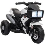 Aosom Kids Electric Pedal Motorcycle Ride-On Toy 6V Battery Powered w/Music Horn Headlights Motorbike for Girls Boy White