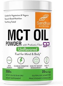 Sandhus’s MCT Oil Powder With Prebiotic Fiber| 35 Servings| Organic - Keto|Fatty Acid Fuel for Body + Brain| 100% coconut oil derived, Easy to mix in tea and coffee, creamer - 10.6 Oz|