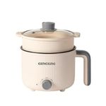 MOOKA Mini Multipurpose Electric Cooker Kettle With Steamer 1.5 Liter Inner Pot Non-Stick Hotpot Cooker For Cooking Hot Water Rice Idli Momos Tea 600W Portable Travel