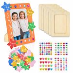 FOSFUKEER Pack of 6 Photo Frames for DlYCraft Kit Kids Craft Frame Wooden Set SelfAdhesive Glitter Stickers Wooden PhotoFrames for Birthdays or Other Occasions (6)