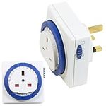 STATUS Timer Switch Square | 24 Hour Segment Timer Light Switch | White UK Plug | S24HRSQT3