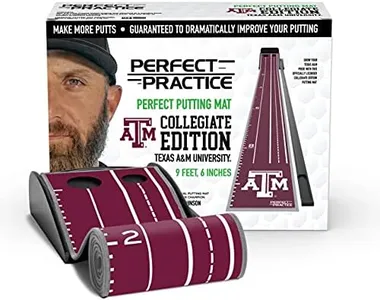 PERFECT PRACTICE Putting Mat Collegiate Edition - Texas A&M Univ. - Indoor Golf Putting Green with 2 Hole for Practicing at Home or in The Office - Gifts for Golfers - Golf Accessories for Men