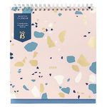 Busy B Desktop Calendar January to December 2024 - Terrazzo - Desk Planner with Pockets & Built-in Stand. Perfect for Office and Desk Organisation