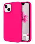 DOMAVER iPhone 13 Case Liquid Silicone, Soft Ultra Slim iPhone 13 6.1" Cover Gel Rubber Shockproof Full Body Protective, Phone Case with Anti-Scratch Microfiber Lining, Hot Pink