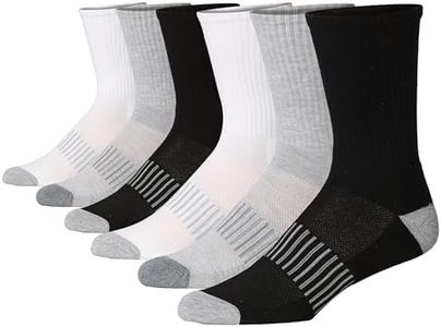 JAMES FIALLO Men's Cushion Crew Socks 6 Pairs - Comfortable Performance Socks for Running, Hiking, and Athletic Activities - Moisture Wicking Socks For Men, MCC03-6