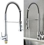 Kitchen Sink Mixer Tap with Pull Out Spray, 360° Swivel Spary Spout Dual Mode Kitchen Taps, Solid Brass Pull Down Kitchen Faucet, Single Lever, Chrome, UK Standard Fittings