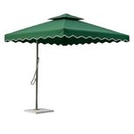 NATHJI 10 FT Square Side Pole Garden Umbrella, Waterproof UV-Resistant Cantilever Patio Umbrella with Granite Base, Outdoor Sun Shade for Garden, Balcony, Terrace & Patio, Green