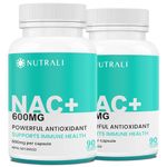 MAXIMUM POTENCY 600mg NAC Capsules (N-Acetyl-L-Cysteine) Supplement, Powerful Antioxidant, Glutathione Support, Liver Support, Vegan, Gluten Free. 90 Easy to Swallow Capsules. 2 Pack