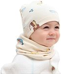 MAKFORT Cotton Newborn Baby Winter Hat and Scarf Set for 1-7 Years Newborn Baby Beanie Hat Kids Tube Cotton Loop Scarfs