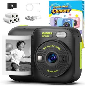 Kids Instant Print Camera with 5 Rolls Print Paper, 1080P HD Camera, Rechargeable Portable Toddler Selfie Camera, Christmas Birthday Gifts Toys for Boys Girls Age 3-12(Black)