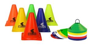 BELCO SPORTS 6 Inch PVC Cones Pack 6, 20 Space Markers Agility Combos (Multicolour)