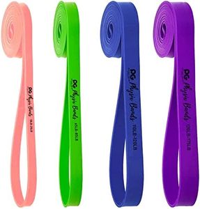 Physix Gear Workout Bands for Pullups Set, Pull Up Resistance Bands Set, Long Bands for Workout and Exercise Bands Pull Ups, Pull Ups Resistance Bands, Purple/Green/Blue/Pink (4 Pack), 82in (208cm)