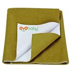 OYO BABY Kids & Adults Bed Protector Waterproof Sheet| Quick Dry and Extra Absorbent Washable Mattress Sheet | Anti-Piling Fleece with Soft Cotton Mattress Bed Pad | X-Large Size, 200cm X 140cm, Gold