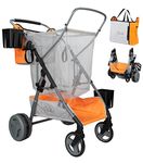 Strolee Large Wheeled Collapsible Beach Cart for Soft Sand, Fishing, Camping & Garden- Lightweight Rust-Free Aluminum Frame- Removable Personal Item Storage, X-L Capacity & Cooler Rack Westerly Sunset