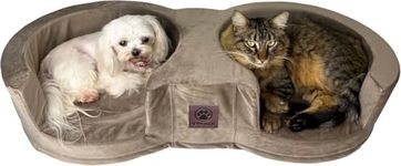 Pets Duo Small Pet Double Cat Dog Bed - Memory Foam Pet Bed with Luxury Durable Washable Velvet Cover - Anti Anxiety Plush Bed for Dogs & Cats (Mocha Coffee)