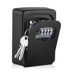 AMMIY Key Lock Box Wall Mounted,4 Digit Combination Weatherproof Lockbox For Outside House,5 Keys Large Capacity Lockbox,Key Safe Security Storage Lock Box With Resettable Code (Black)