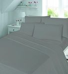 Rayyan Linen Thermal Flannelette Flat Sheet 100% Cotton Brushed Luxury Soft Flat Bed Sheet Or Pillowcases (Grey Silver, Double)