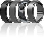 ThunderFit Silicone Wedding Rings for Men, Step Edge - 8mm Width - 2mm Thick (Black, Dark Grey, Grey Camo, Gun Metal - Size 10.5-11 (20.6mm))